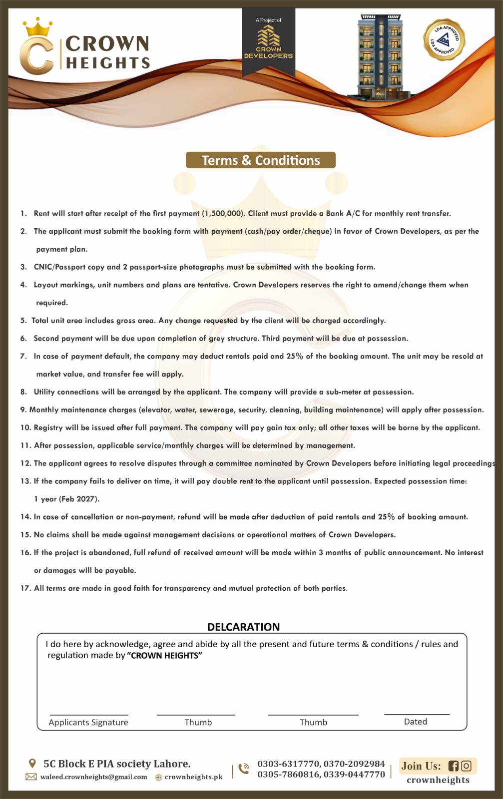 Crown Heights Terms and Conditions